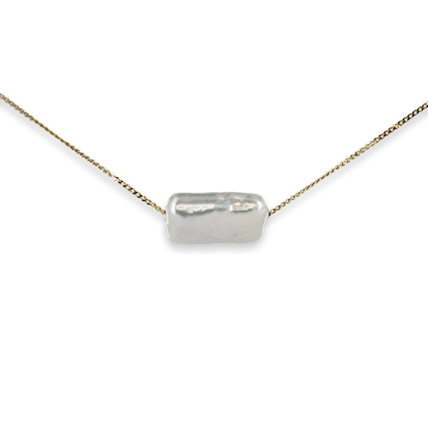 Tlws Perl Baróc Cadwyn Aur Melyn 9ct