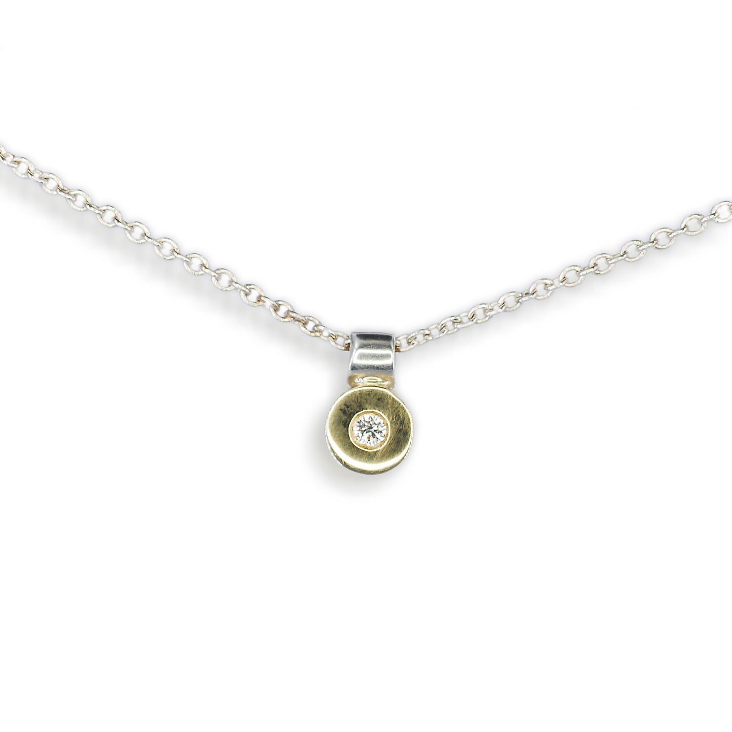 Pendant Diemwnt Arian Storm ac Aur Melyn 9ct