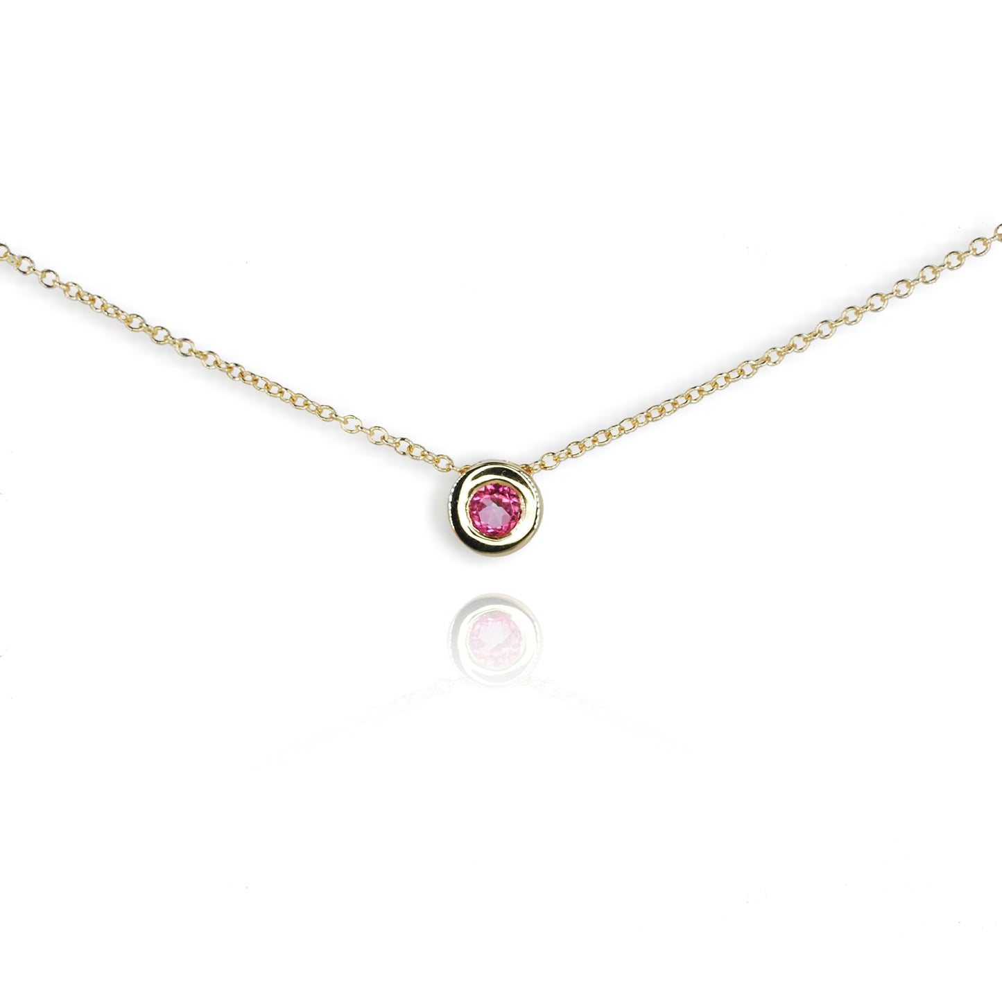 9ct Yellow Gold Pink Tourmaline Slider Pendant