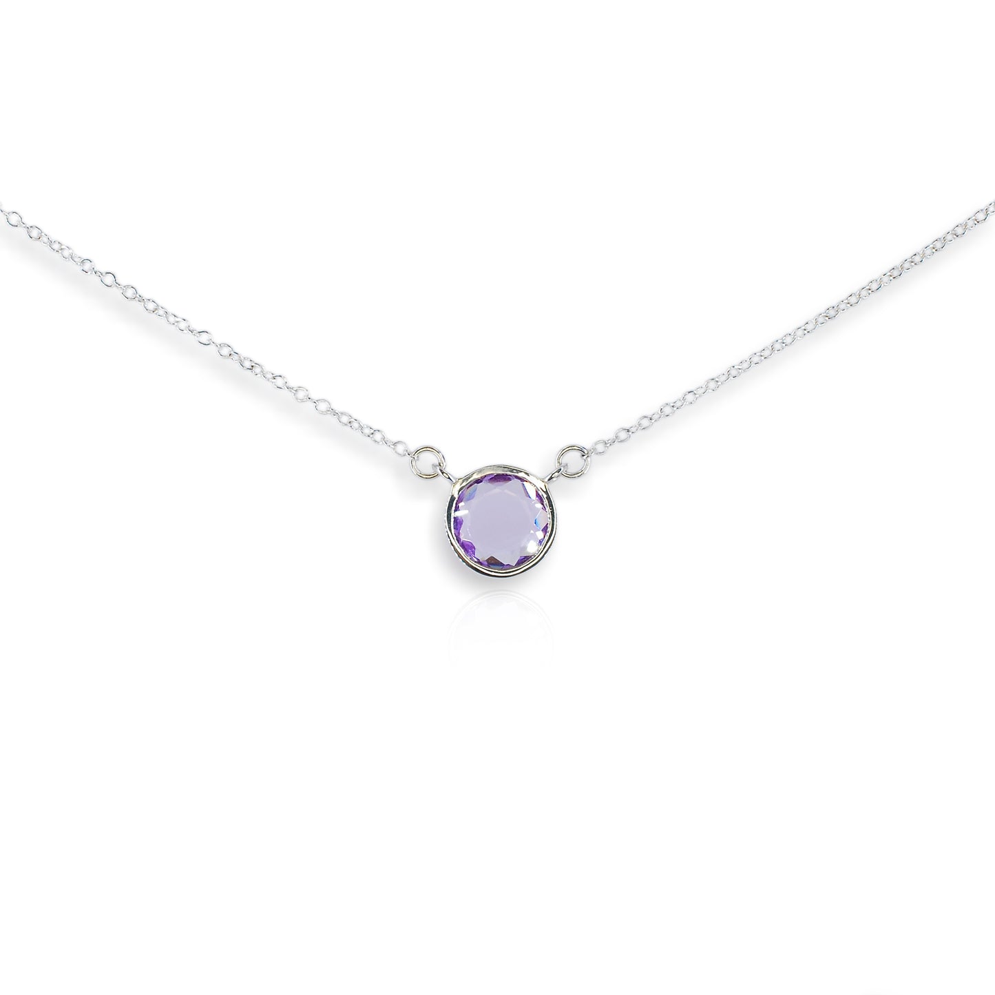 Pendant Amethyst Porffor Torri Rhosyn Arian