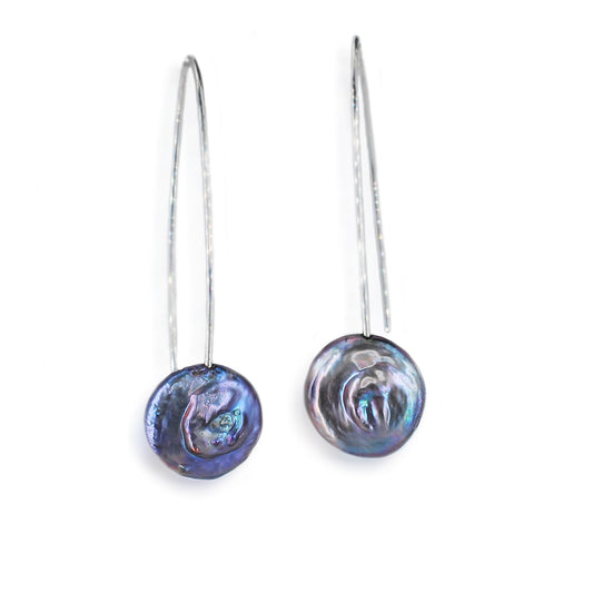 Black Florin Freshwater Pearl Drop Earring