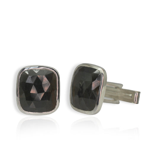 Silver Brown Sapphire Cufflinks