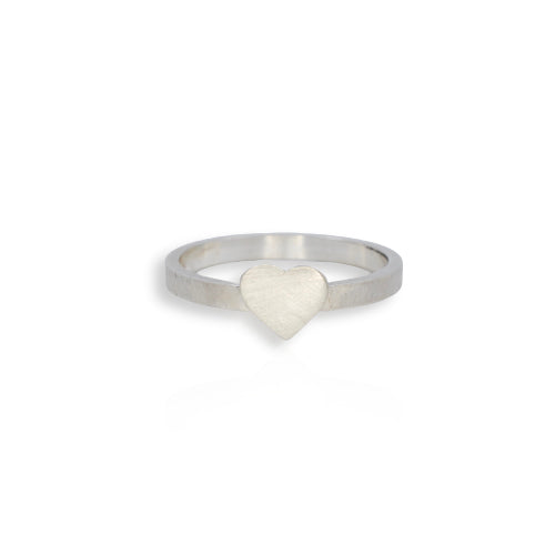 Silver Satin Heart Ring