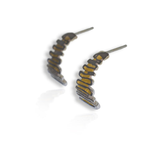 Clustdlysau Lled-Gylch Platiog Arian ac Aur Shore