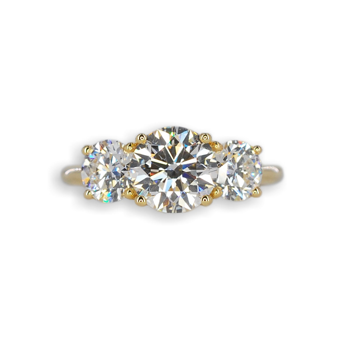 Yellow Gold 3 Stone Diamond Ring