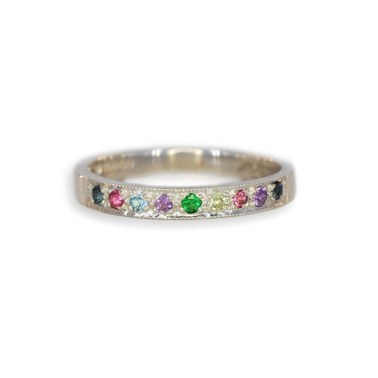 Silver 9 Stone 1/2 Eternity Ring