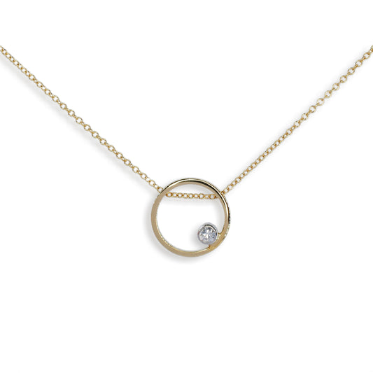 Pendant Fidela Diemwnt Aur Rhosyn 9ct 