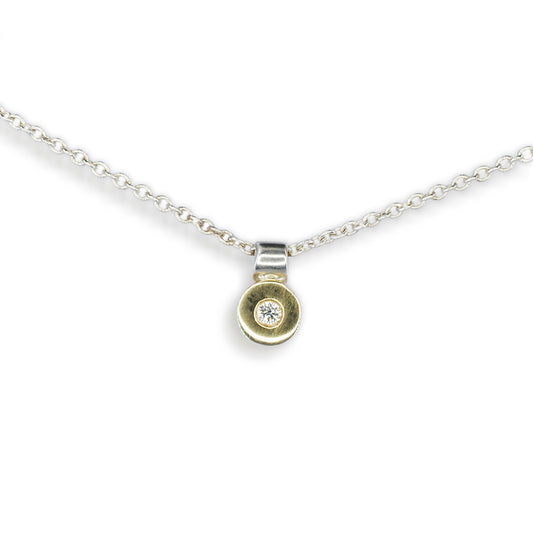 Pendant Diemwnt Arian Storm ac Aur Melyn 9ct
