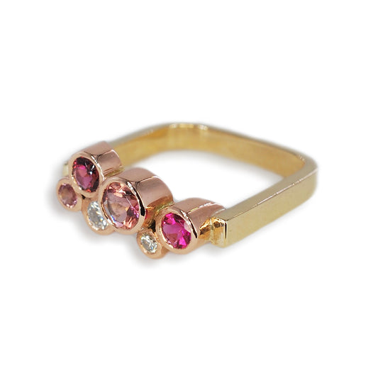 9ct Gold Tutti Fruity Tourmaline & Diamond Ring