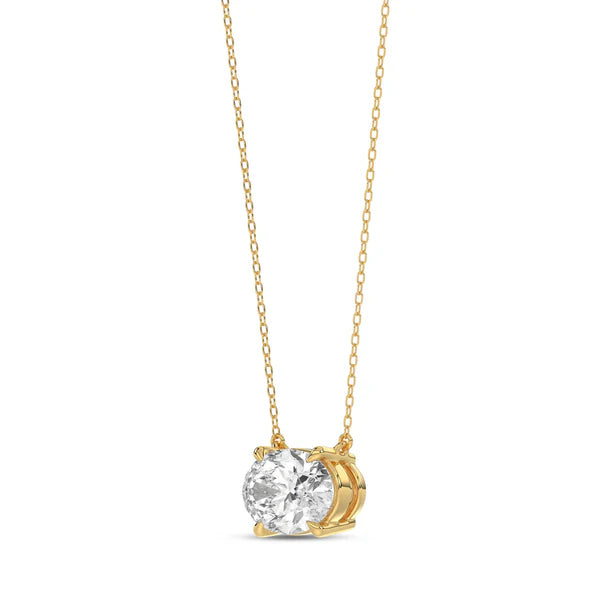 Oval Diamond 18ct Yellow Gold Pendant
