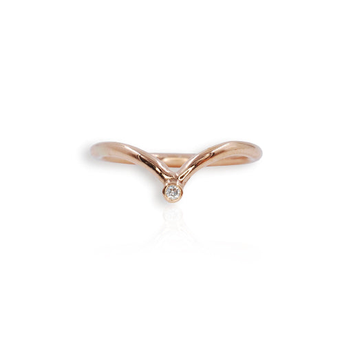 Atomic 9ct Rose Gold Diamond Wishbone Ring