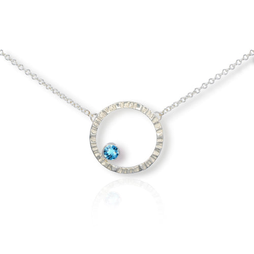 Cylch Silver Pendant set with Blue Topaz