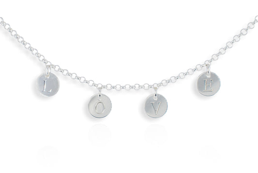 Silver Love Disc Necklace
