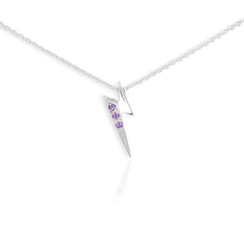 Silver Lightning Pendant set with Purple Amethyst