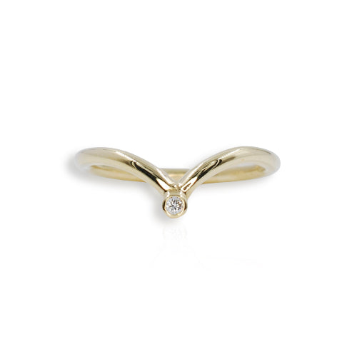 Atomic 9ct Yellow Gold Diamond Wishbone Ring