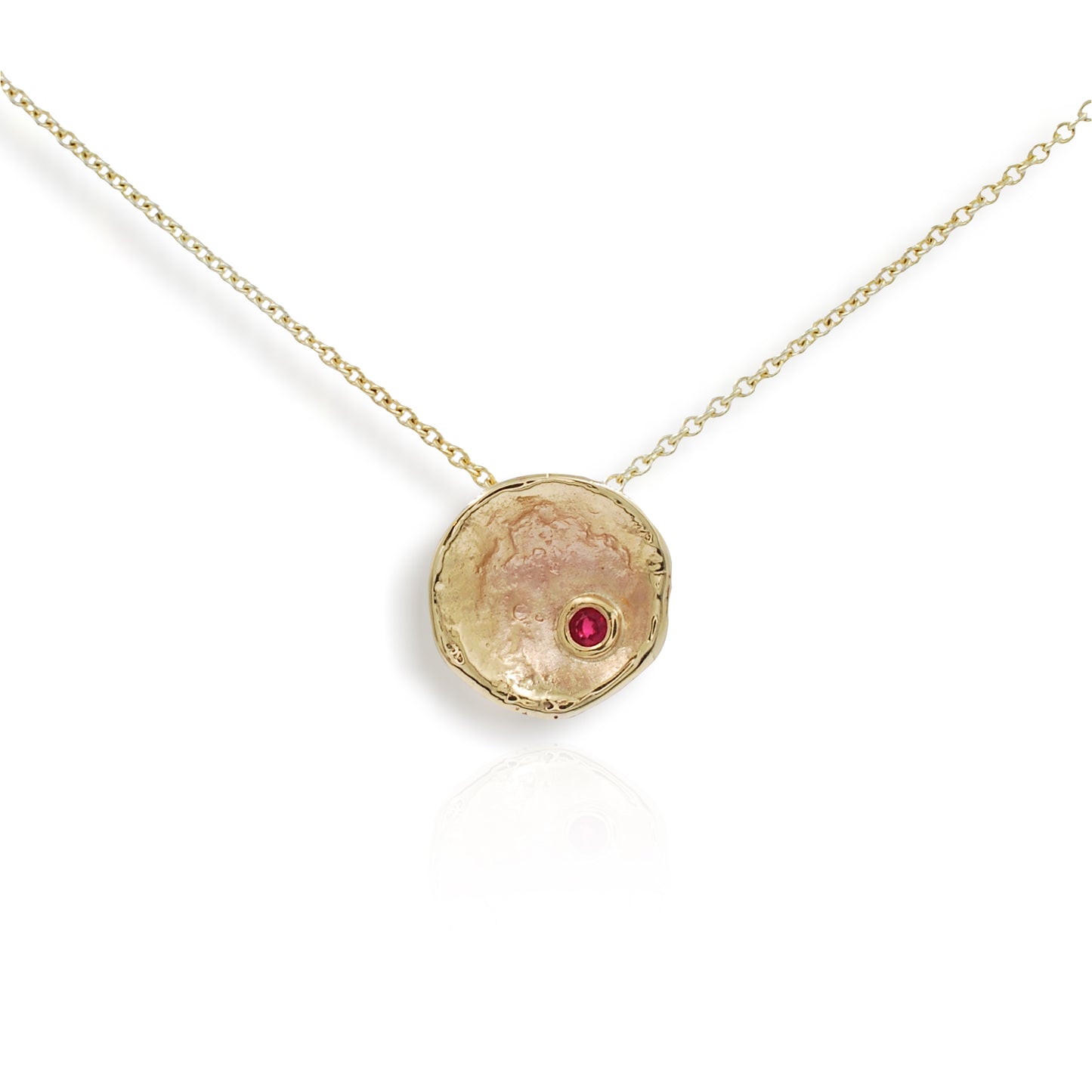 Organic 9ct Yellow Gold Pendant with Ruby