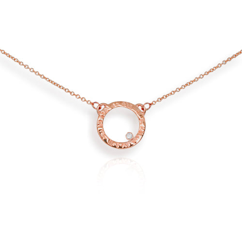 9ct Rose Gold Mini Cylch Diamond Pendant