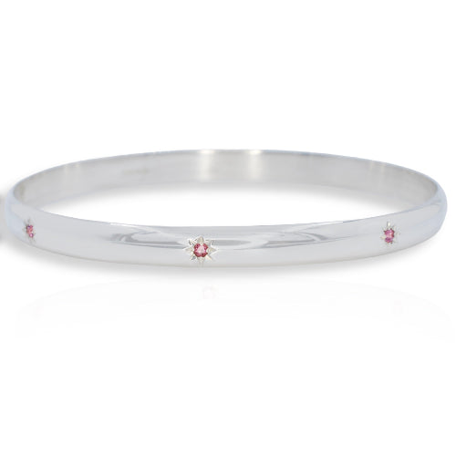 Silver Pink Tourmaline Bangle
